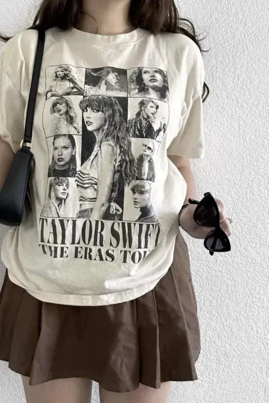 Bej Unisex Taylor Swift The Eras Tour T-Shirt x6