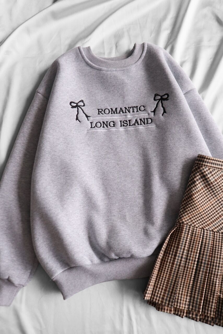 Gri Romantic Long Island 3 İplik Şardonlu Sweatshirt x6