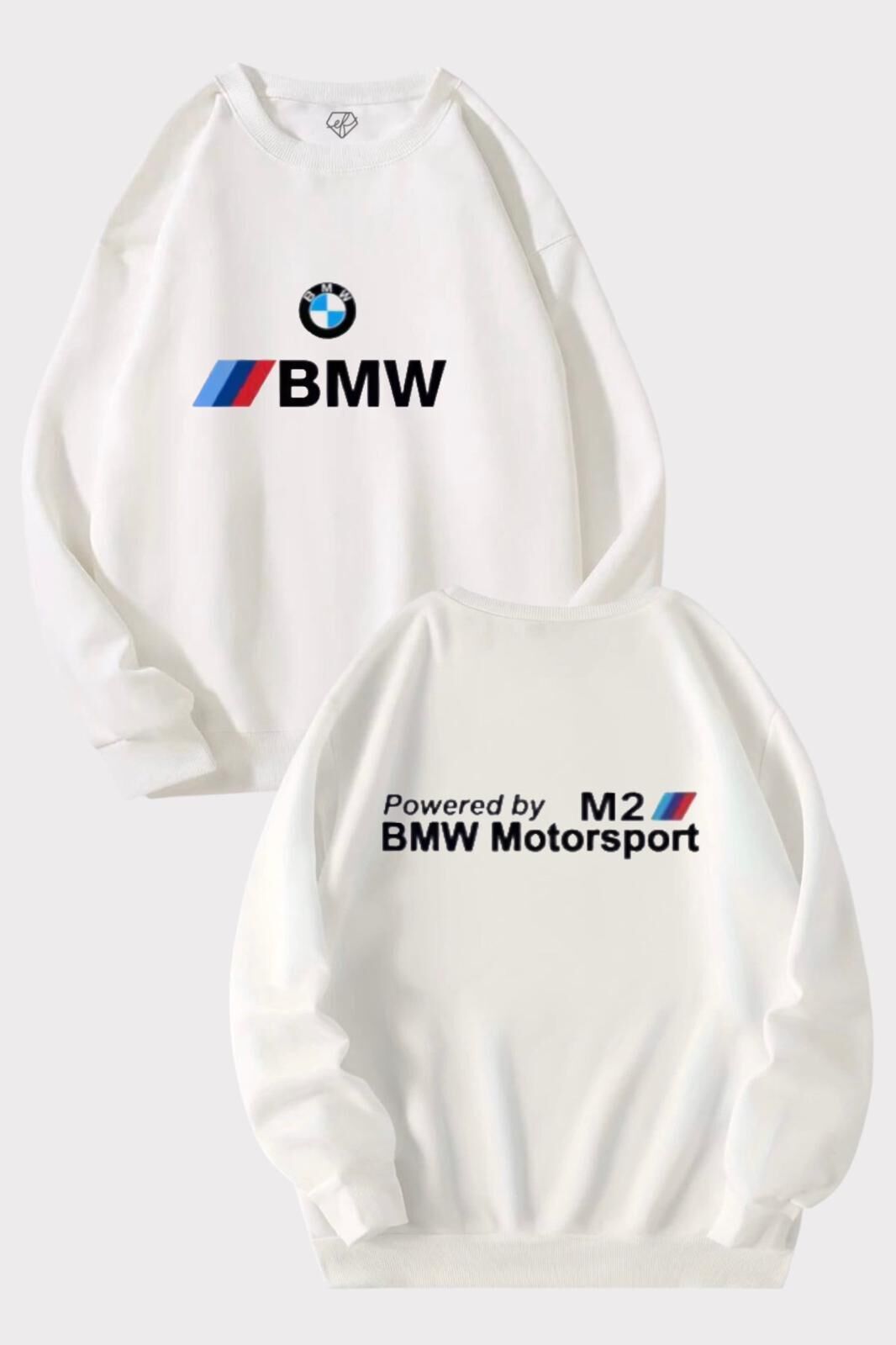 Beyaz 3 İplik Şardonlu M2 Motorsport Sweatshirt x6