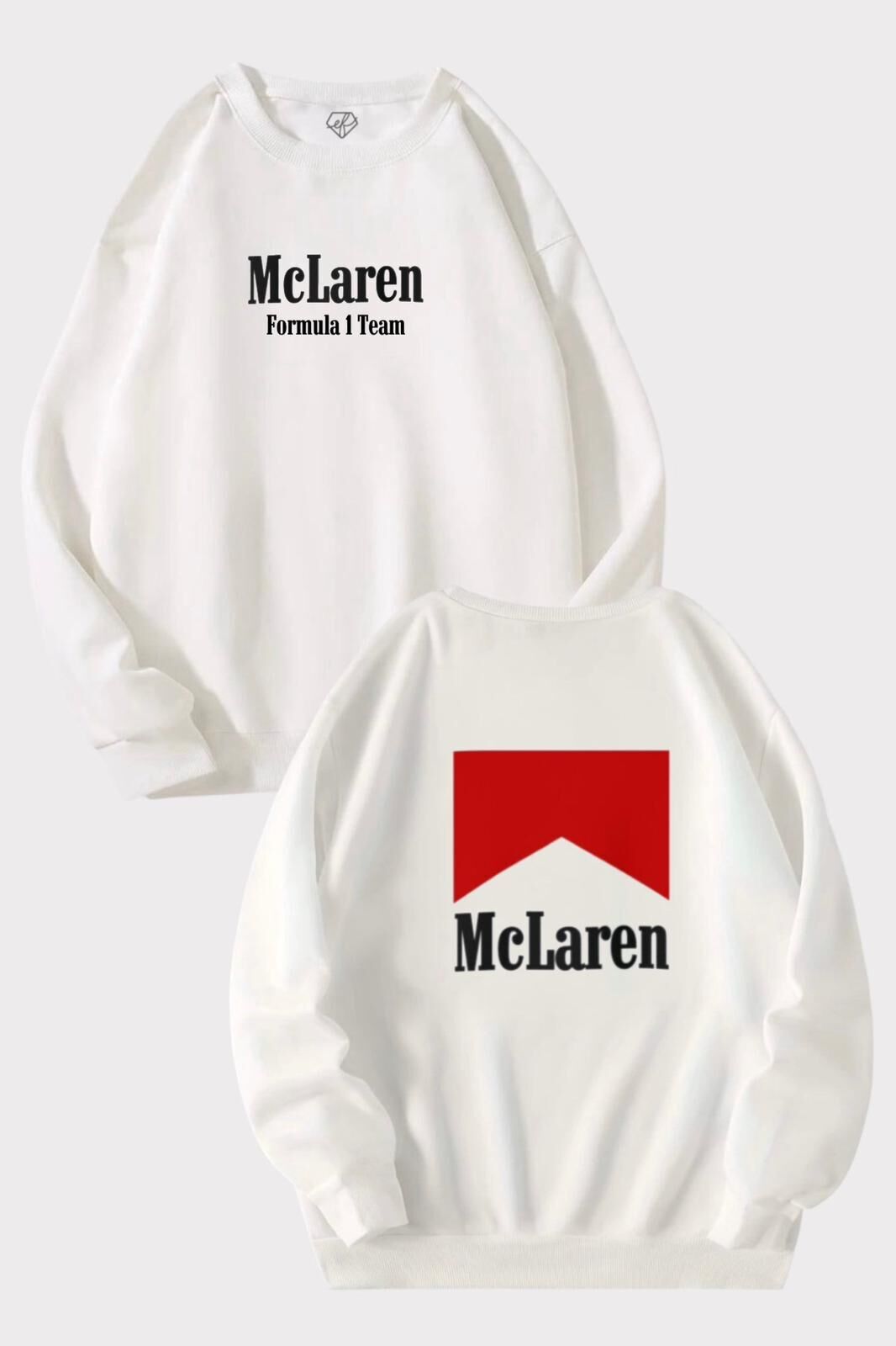 Beyaz 3 İplik Şardonlu Mc Laren  Sweatshirt x6