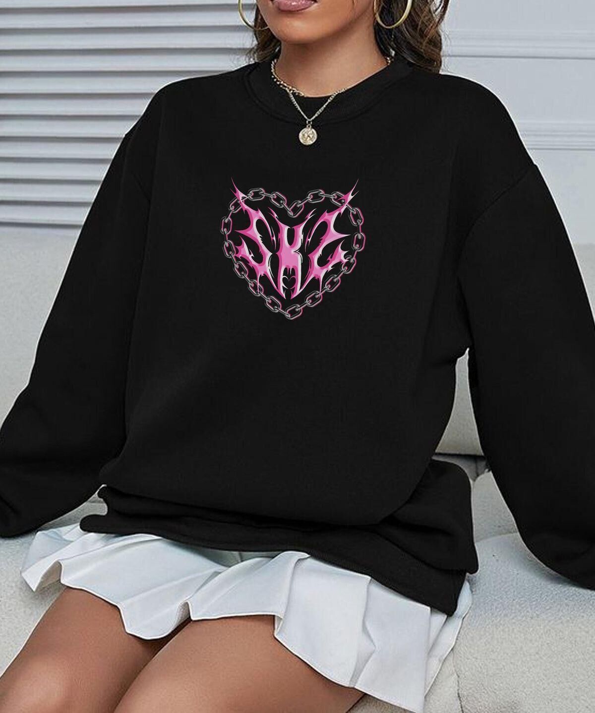 Siyah 3 İplik Şardonlu Cyber Style Sweatshirt x6