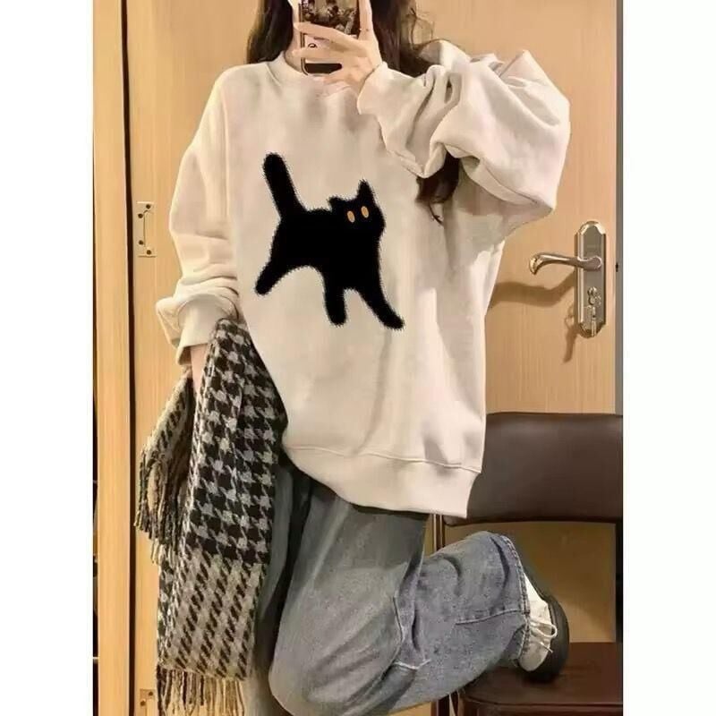 Beyaz 3 İplik Şardonlu Scared Cat Sweatshirt x6