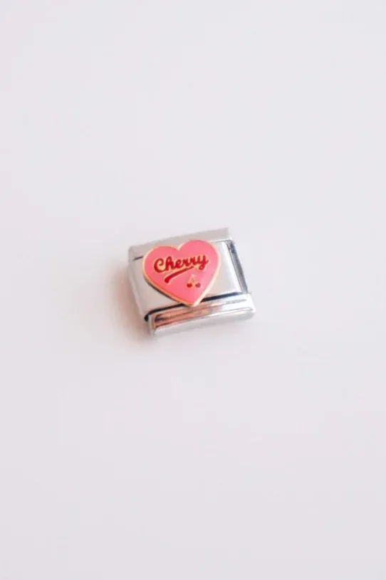 Pink Heart Cherry İtalyan Charm