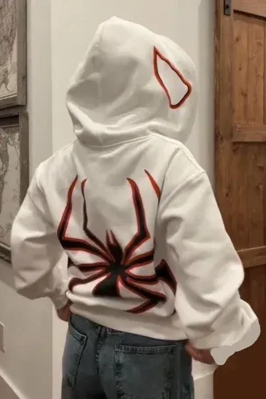 Sırt Baskılı Beyaz Spiderman Maske Hırka x6