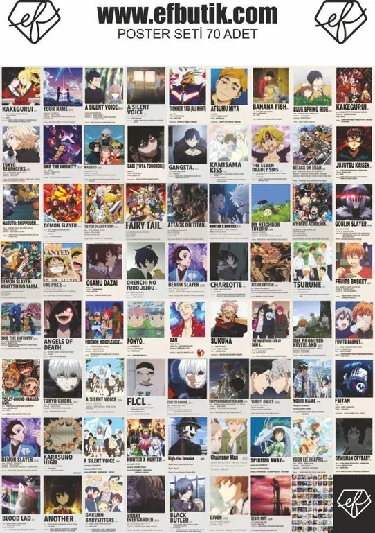 Renkli Anime Kolaj 70'li Poster Duvar Kağıdı Seti