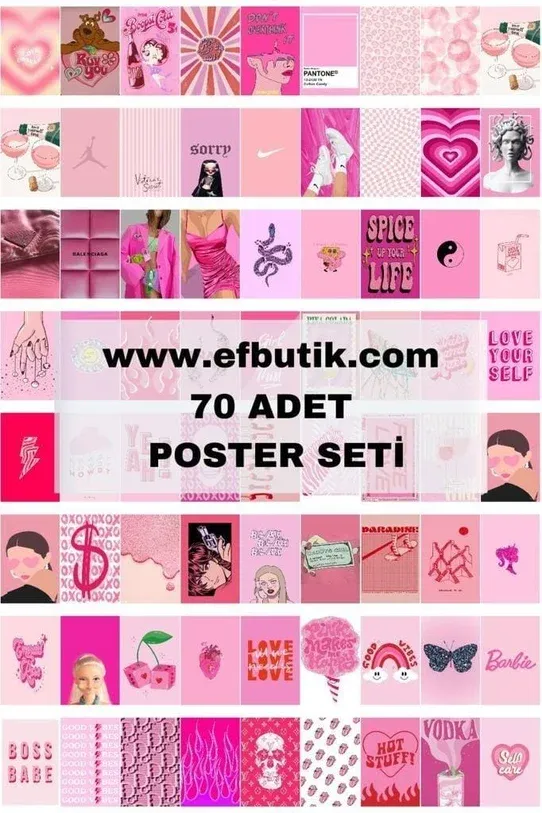 Pembe Soft 70'li Poster Duvar Kağıdı Seti