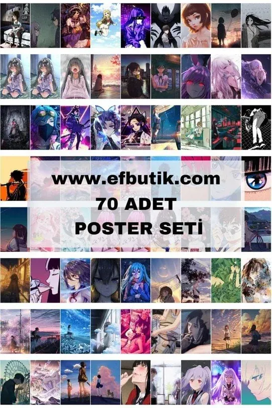 Anime Kızlar 70'li Poster Duvar Kağıdı Seti