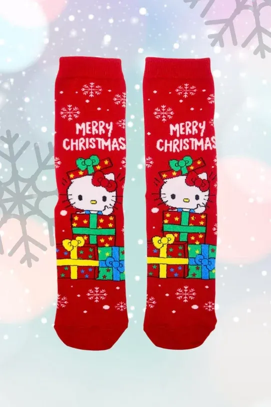 Kırmızı Hello Kitty Merry Christmas Yılbaşı Çorap