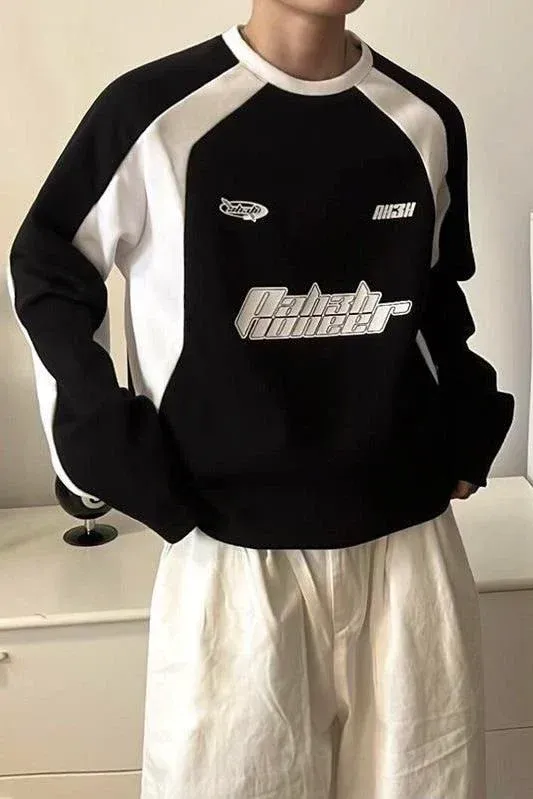 Siyah Beyaz Kolu Çizgili AH3H Paheh Sweatshirt x6