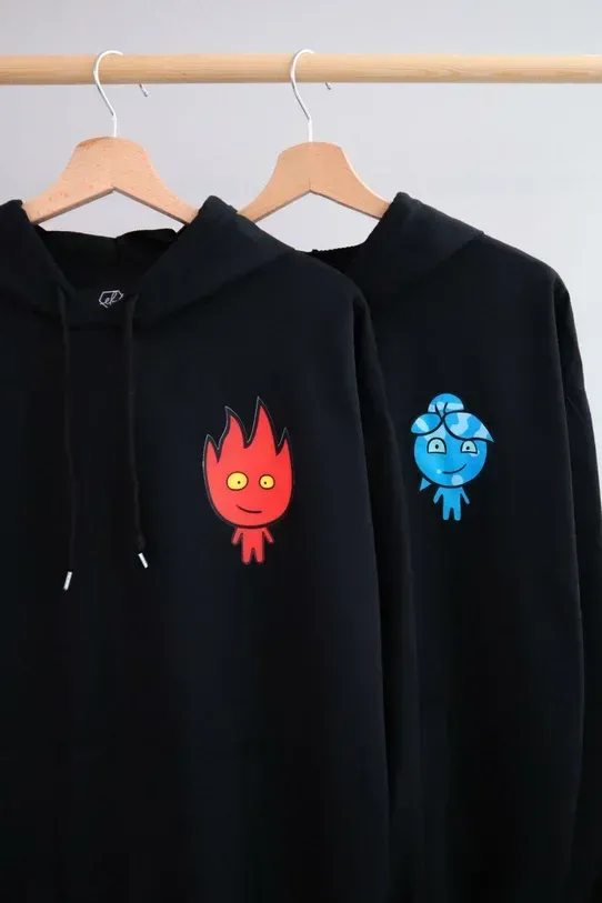 Kapüşonlu Ateş & Su Çift Sevgili Sweatshirt x6