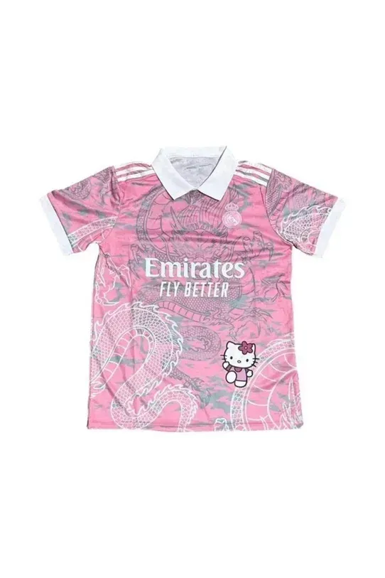 Pembe Hello Kitty Madrid Jersey Pola Yaka T-shirt x6