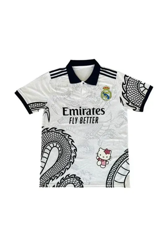 Beyaz Hello Kitty Madrid Jersey Pola Yaka T-shirt x6